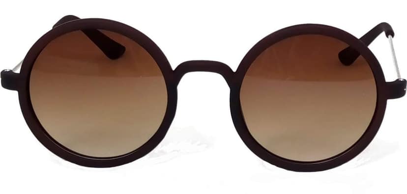 HRINKAR Unisex Round Sunglasses Silver & White Frame, Brown & Grey Lens (Medium) - Pack of 2 view 2