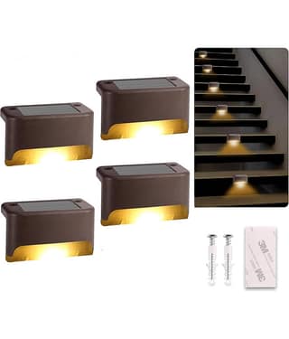 GEEO Deck Solar Light, Rechargeable LED Decorative Lamp, Solar Panel Lights for Outdoor Decks, Railing, Stairs, Step, with IP65 Protection Wide Angle Lighting Pack of 4
