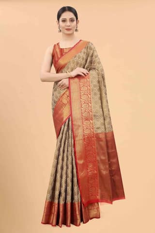 Silk Zone Women's Banarasi Silk Woven Saree With Unstiched Blouse Piece