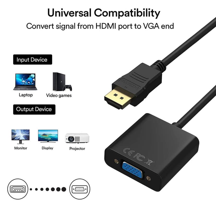 Connect Seamlessly: Full HD HDMI to VGA Adapter - 1080p @ 60Hz, Durable & Gold-Plated view 3