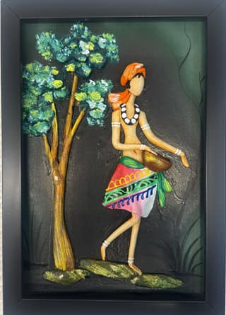 Tribal Melody Mural Art Synthetic clay, Stone powder, Wood frame