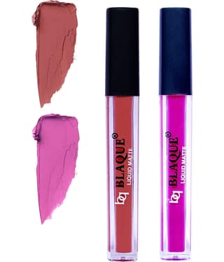 bq BLAQUE Matte Liquid Lipstick Combo Set of 2 Pcs 4ml each, Long Lasting & Waterproof - Brown & Swiss Light Magenta