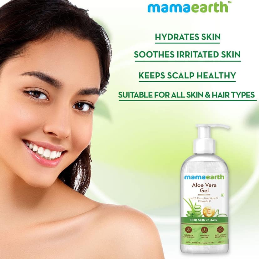 Mamaearth Aloe Vera Gel With Pure Aloe Vera & Vitamin E For Skin and Hair (300ml each) Pack of 2 view 7