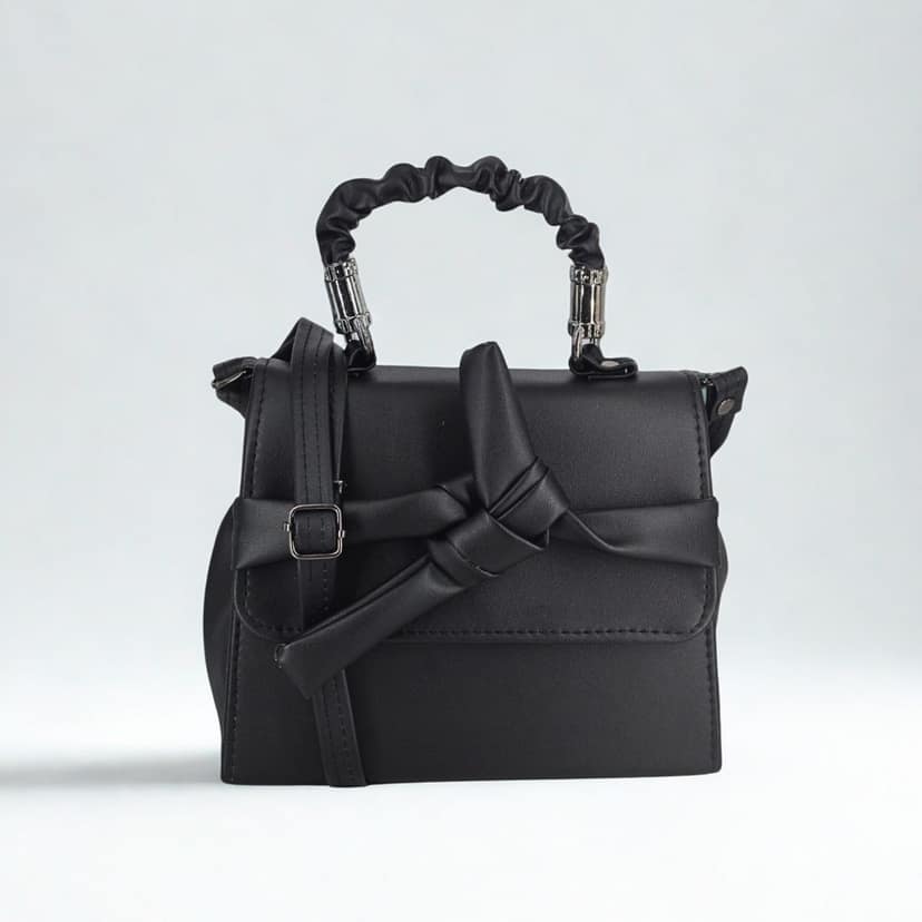 Bow Detail Sling Bag | Premium PU Leather Small Handbag | Trendy Shoulder Bag for Girls & Women view 2