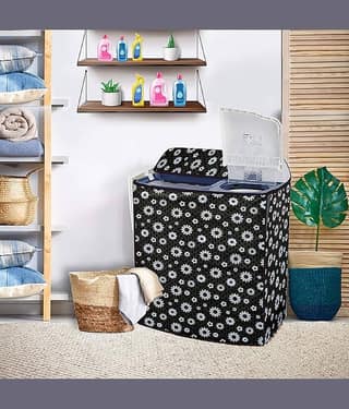 ENTICE Semi-Automatic Washing Machine Cover Compatiable For 8 kg - Black