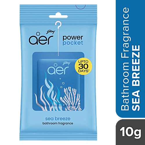 Godrej Aer Power Pocket - Long Lasting Bathroom Fragrance, Sea Breeze, 10 g