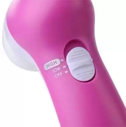 Flying monk 5 in 1 Beauty Care Brush Electric Facial Cleanser Massager 5 in 1 Beauty Care 5 in 1 Face Facial Exfoliator Electric Massage Machine Care & Cleansing Cleanser Massager Kit For Smoothing Body Beauty Skin Massager (Pink) view 3