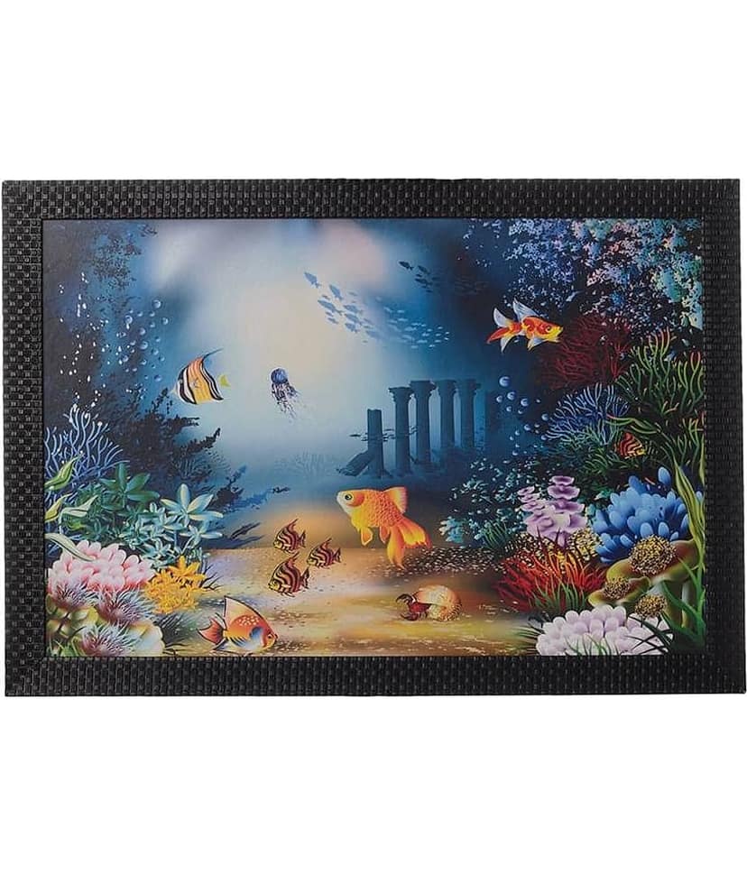 eCraftIndia Multicoloured 3D Sea Life View Framed UV Wall Art
