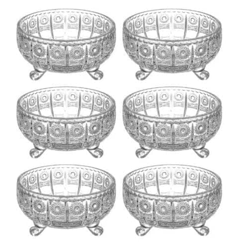 Sweets Serving Bowls | Crystal Glass Cups | 70 ML | Medium Size Bowl for Snacks, Pudding, Dessert, Fruits and Other Kitchen Purpose | Set of 6