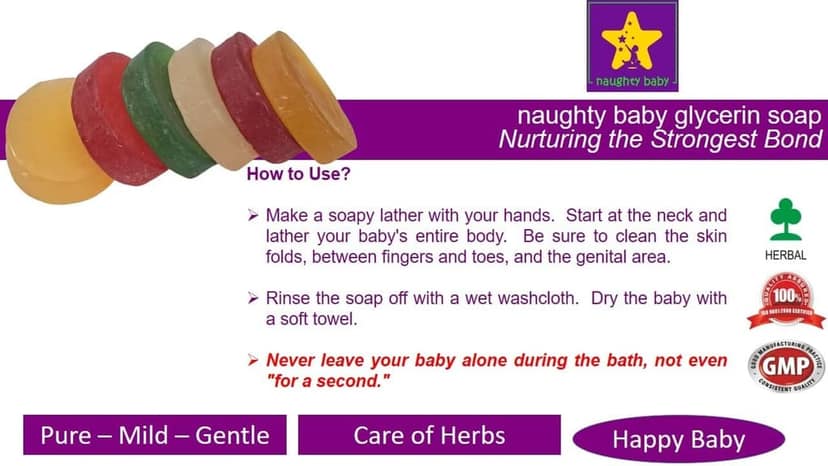 naughty baby soft & gentle Glycerin floral Scent baby soap bar with Badam Oil and Rakhta Chandan. Pack of 6x75 gm view 7