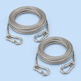 Strong Silver Steel Cable Rope with Screw-Gate Hooks, 10 Metre Each for Multi-Purpose Use, Set of 2