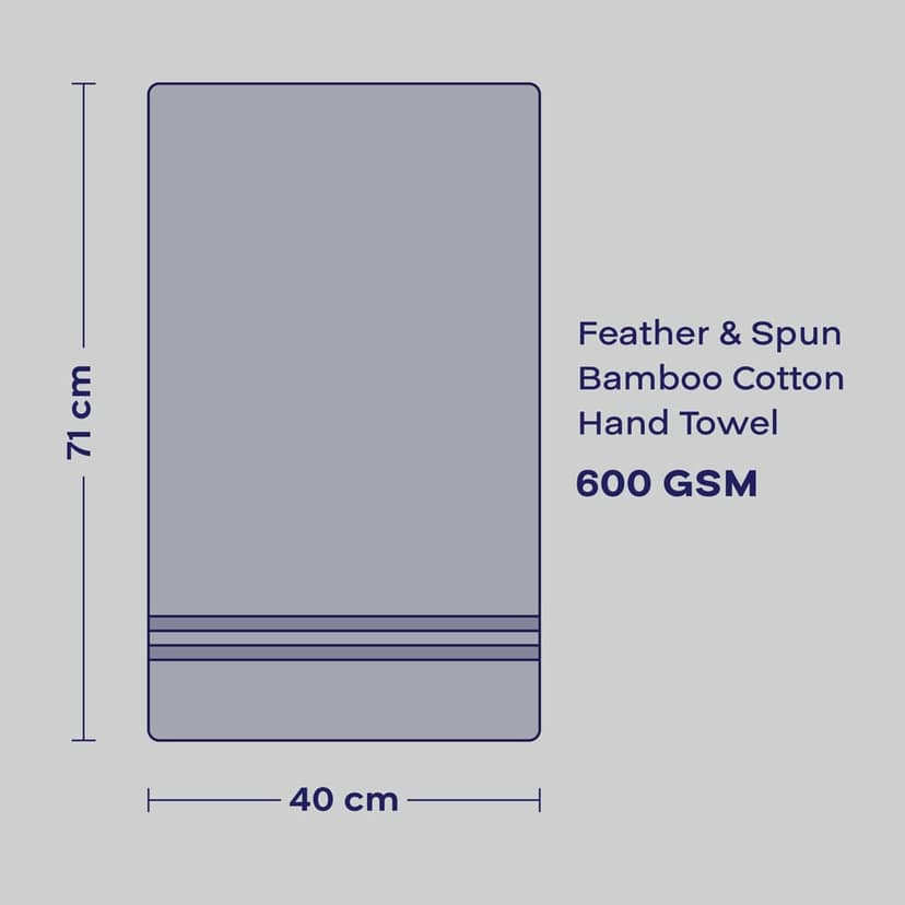 Feather & Spun Bamboo Cotton Hand Towel | Lavender Fragrance | Oeko-TEX® Standard 100 | Anti Microbial | Fade Resistant | Double Needle Stitch | 600 GSM - 40 cms x 71 cms (Pack of 2) view 7
