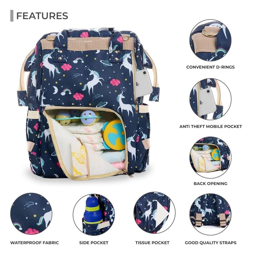 Red Diaper Backpack – Durable, Travel-Friendly Baby Diaper Bag view 3