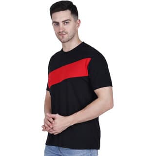 Life Dream Mens Black Argyle Cotton Blend Round Neck T-Shirt view 2