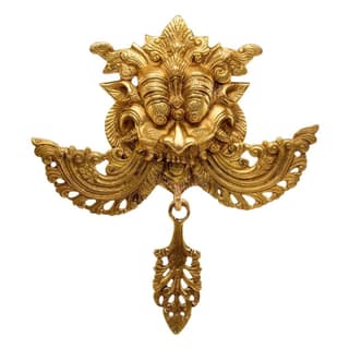 Artvarko Brass Najar Raksha Kavach for Home Shop Office Nazar Battu Kawach Wall Hanging Negative Energy Killer Evil Eye Protector Batu Door Knocker Gold Color