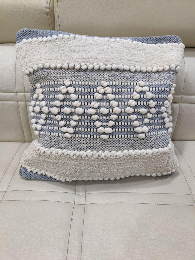 BulkySanta handtufted Cotton Cushion Covers for Sofa, 16 in x 16 in (Diamond White Grey) view 2