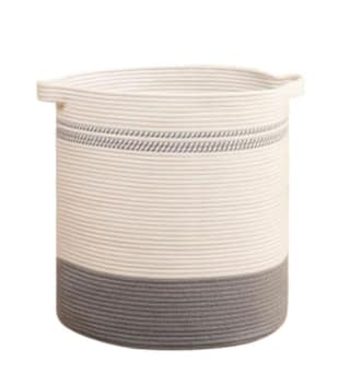 Generic Cotton Pack Of_1 12x14 Inch Storage Basket For Clothes (Grey-White)-PID66433