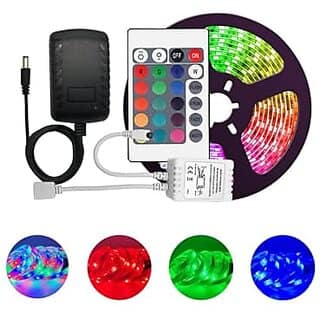 Daybetter 5 Meter Led Strip Lights Waterproof Led Light Strip With Bright Rgb Color Changing Light Strip With 24 Keys Ir Remote Controller And Supply For Home (Multicolor) Tar-M1