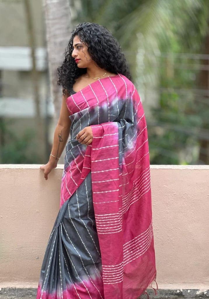 Kota Viscose Silk Saree for Women with Flag Stripe Body and Matching Blouse view 2