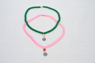 Pink and Green Beaded Necklace