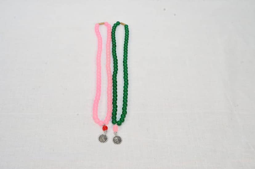 Pink and Green Beaded Necklace view 2