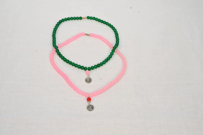 Pink and Green Beaded Necklace view 3