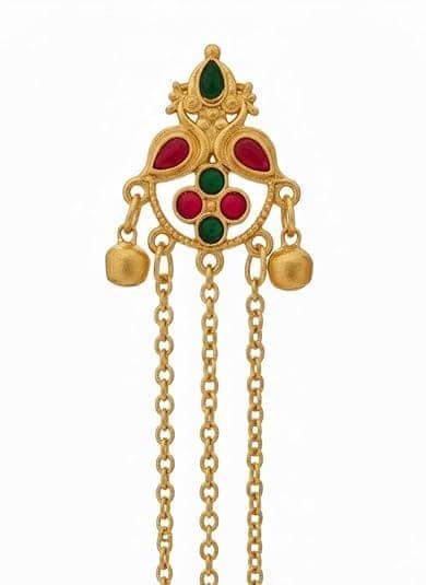 Gold Plated - Traditional Jhumka Earrings for Women | Antique Temple Design Long Dangler Earrings view 5