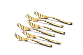 FnS Boston Stainless Steel Gold Dessert Fork (Set of 6)