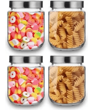 skwaion - Silver Glass Spice Container ( Set of 4 ) - 3000 ml