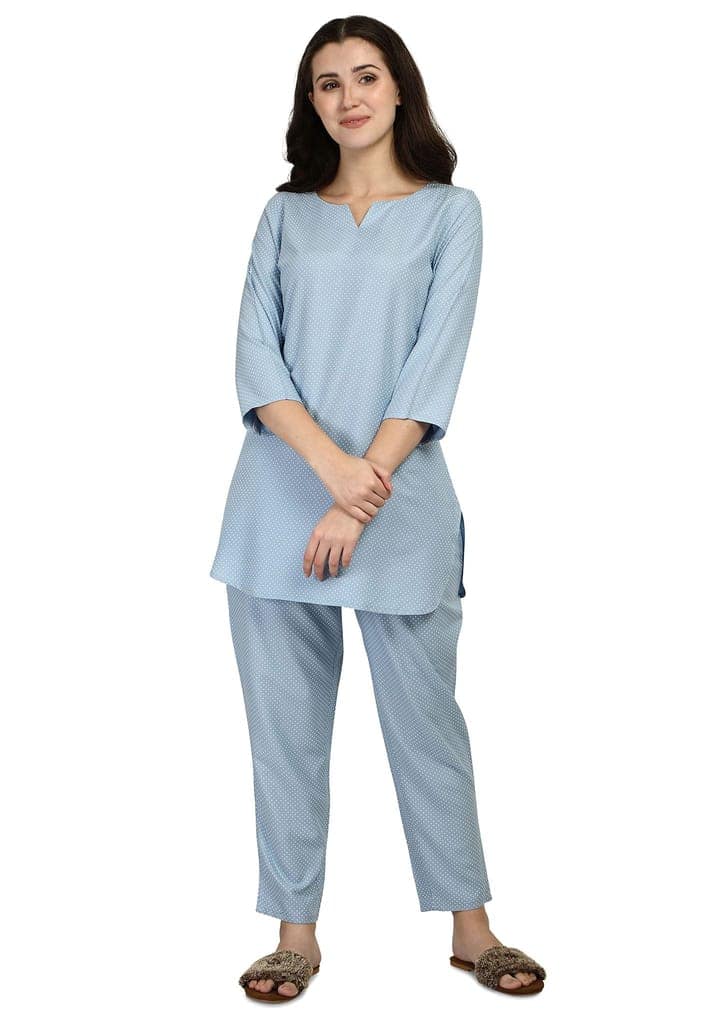 SHOPPING QUEEN Women's Heavy Rayon Night wear Top and Pyjama Set view 6