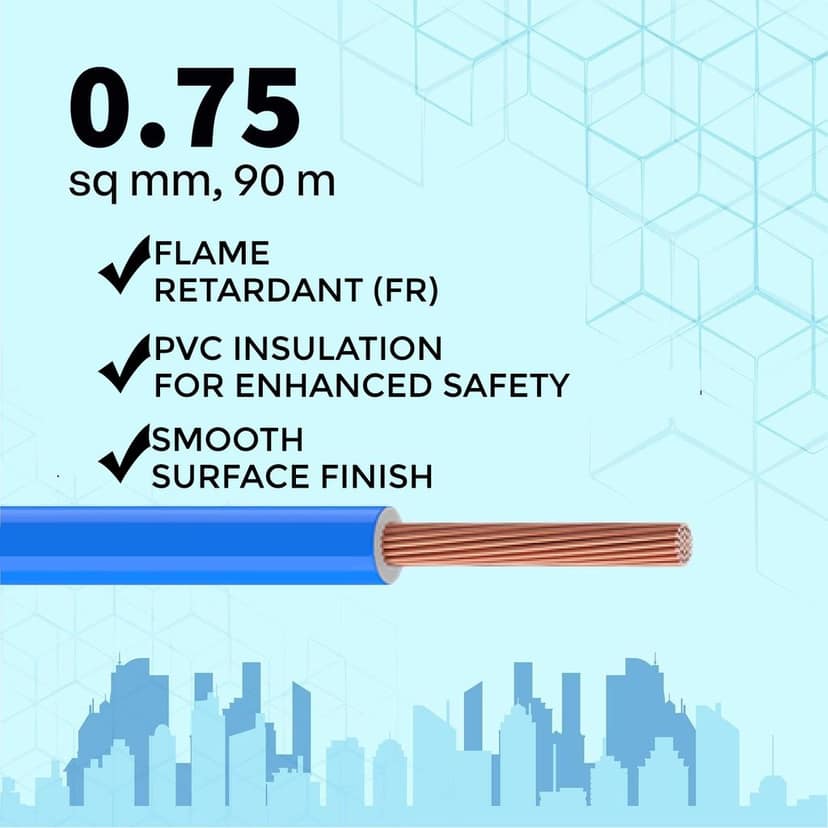 VRINDACab Blue 0.75MM Insulated Electrical Wire | Flexible Copper/CCA Cable for Household, Office & Industrial Use view 3