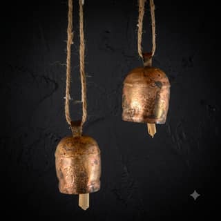 Handmade Leather and Copper Decorative Bells Set of 2
