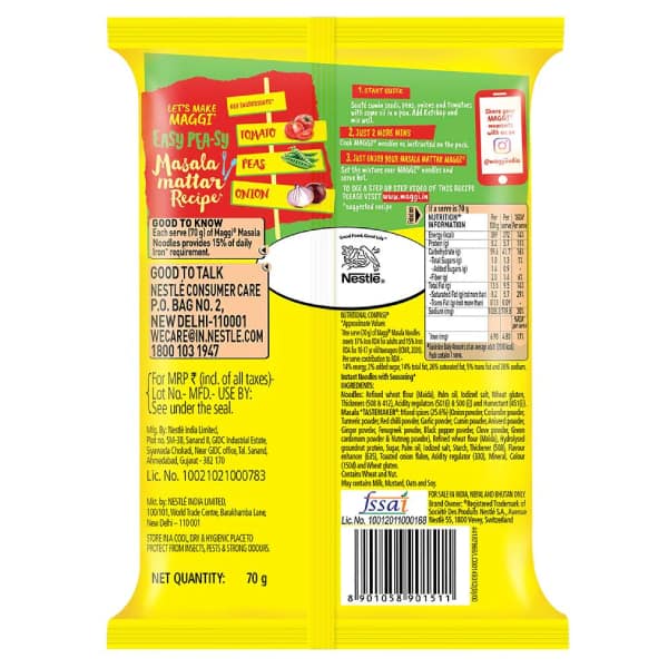 Maggi 2 Minute Masala Noodles 70 Gms view 2