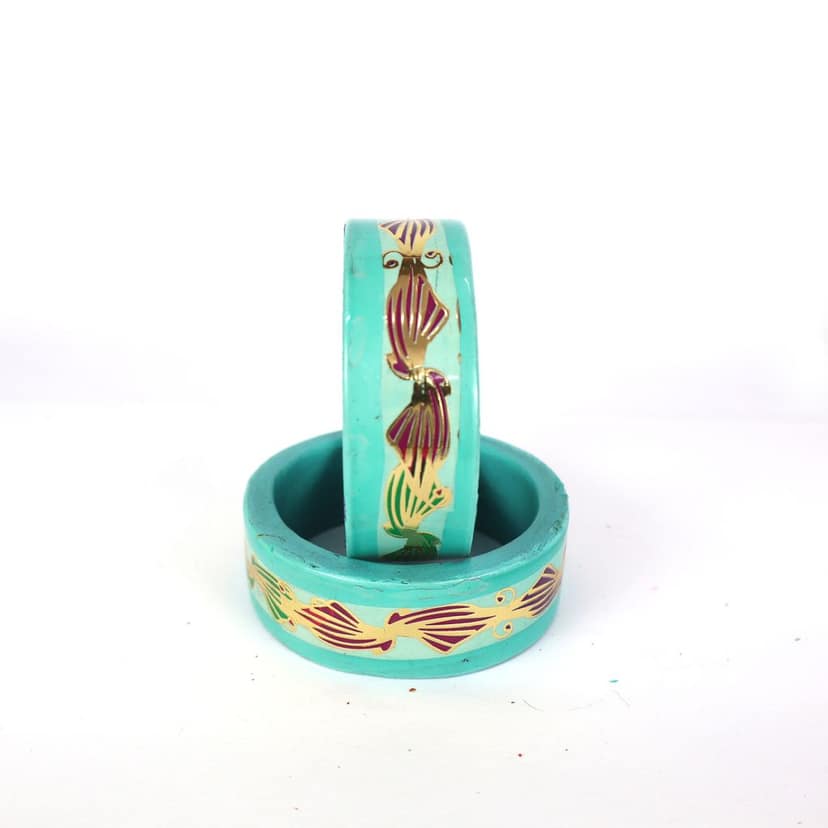 FHS Rajasthani Flowers Design Sky Blue view 2