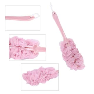 Loofah Back Scrubber for Shower, Long Handle Bath Sponge Shower Brush, Soft Nylon Mesh Back Cleaner Washer, Body Bath Brush for Women and Men, Bathroom Shower Accessories
