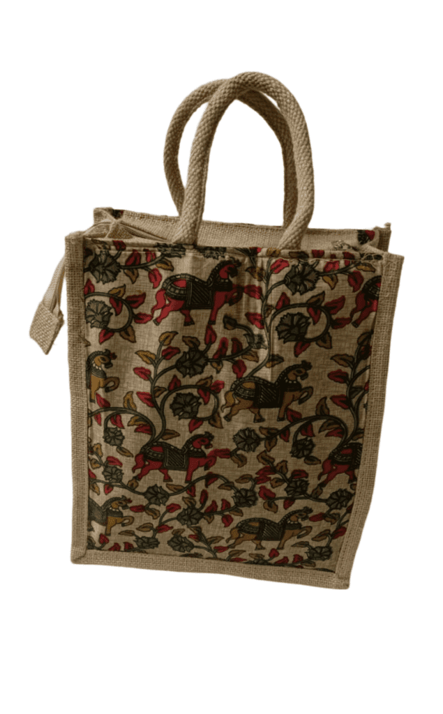 Jute Tote Bag with Horse Print(small)