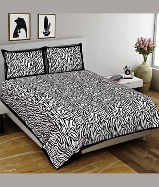 CLOTHORO Cotton 1 Double King Bedsheet with 2 Pillow Covers ( Black )