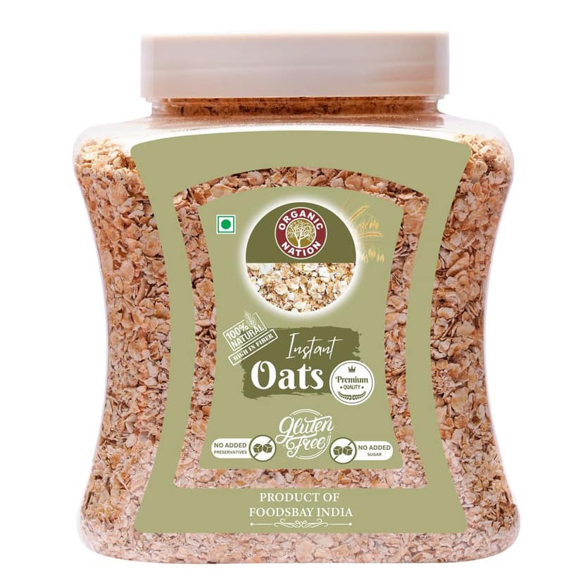 Organic Nation Instant Oats 600g |Whole Grain | High Protein & Fibre | Gluten-Free | Healthy Breakfast | Ideal for Overnight Oats, Smoothies & Baking | Vegan & Natural