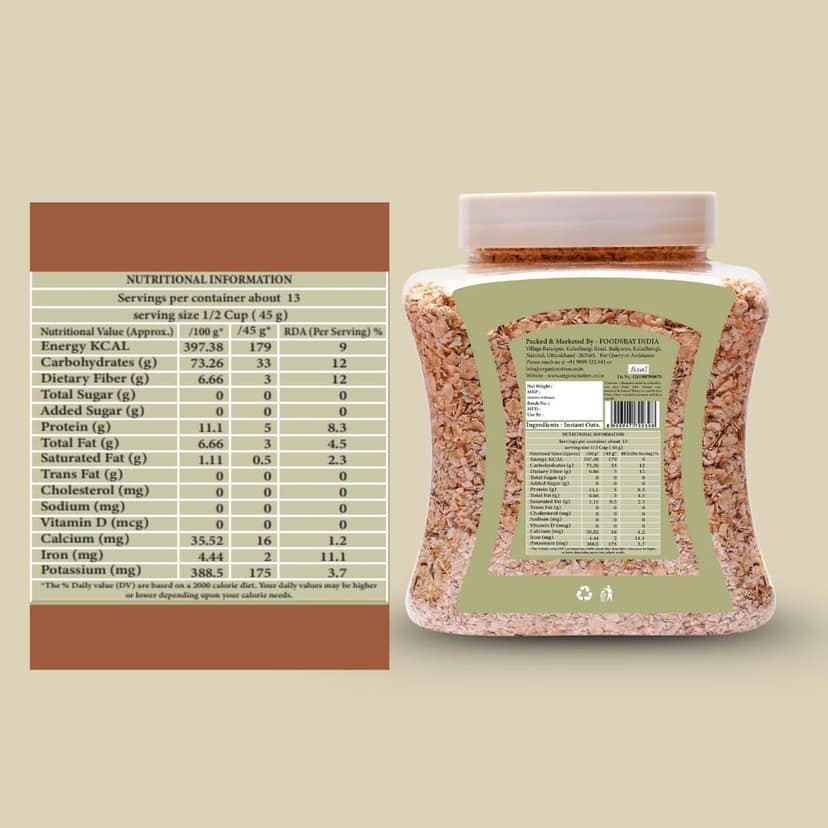 Organic Nation Instant Oats 600g |Whole Grain | High Protein & Fibre | Gluten-Free | Healthy Breakfast | Ideal for Overnight Oats, Smoothies & Baking | Vegan & Natural view 5