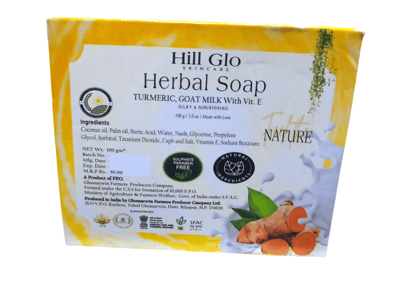 Hill Glo Herbal Soap – Turmeric, Goat Milk with Vitamin E (Pack of 4 x 100g) view 4