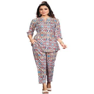 Elara Women's Chic Co-ord Set with Multicolored Geometric Pattern