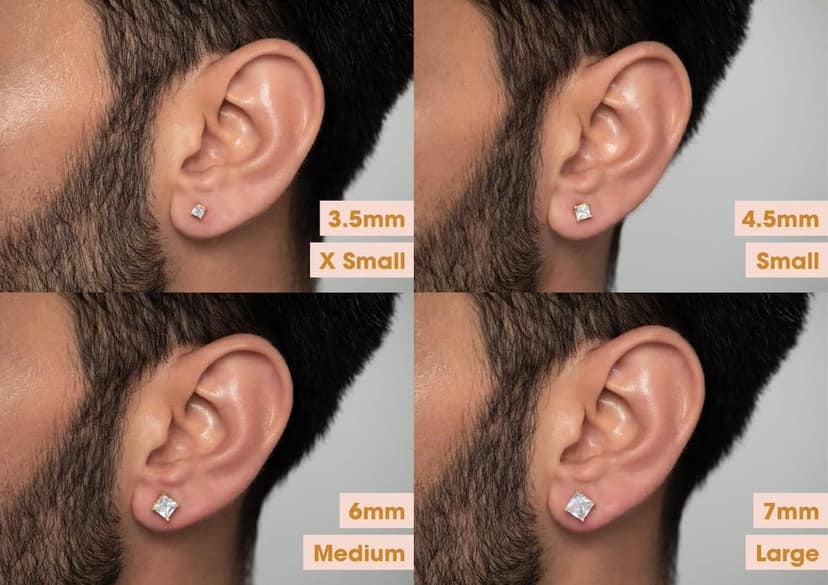 Princess Solitaire CZ Ear Stud For Him (1 Pc Only) view 3
