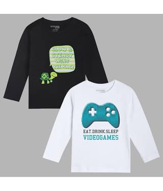 ETCHED DESIGN Pack of 1 Boys Cotton T-Shirt ( Multicolor )