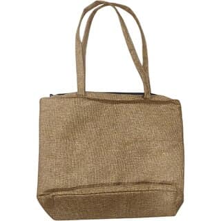 handcrafted teddy printed light brown ladies jute handbag Multipurpose Bag (Brown, 4 L) view 2