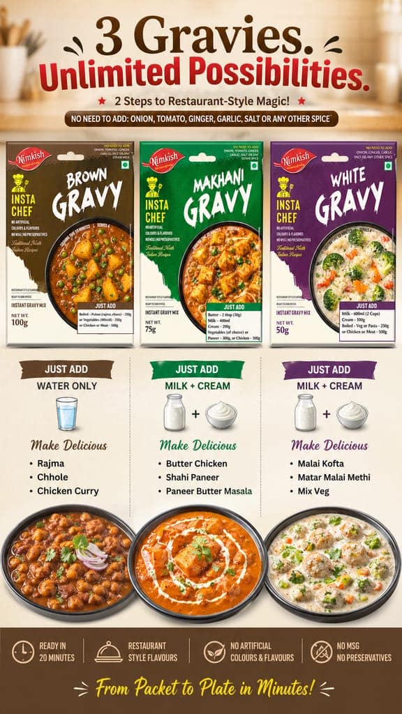 Nimkish Makhani Gravy Instant Premix | 75g | Restaurant-Style Gravy Base | No Preservatives | Made in Kullu view 3