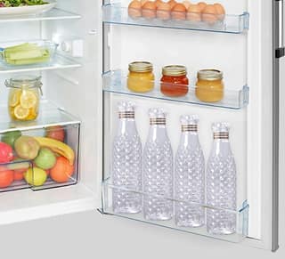 Set of 4 Space Saving Fridge Bottles with Caps, 1 Liter