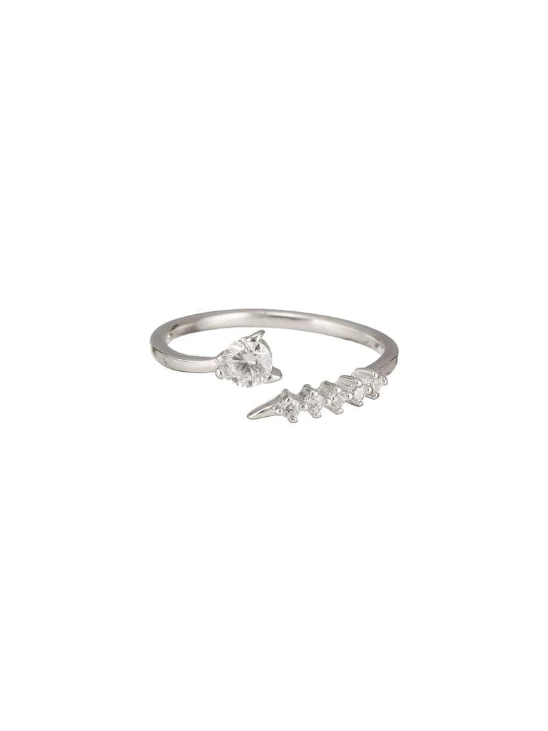 925 Sterling Silver Zircon Studded Statement Adjustable Finger Ring view 5