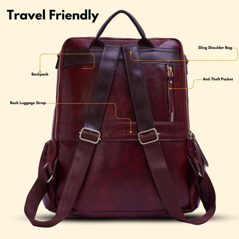 VISMIINTREND Women Bags | Stylish College Backpack | Backpack for Office Use | Travel Backpack | Vegan Leather | Waterproof | Laptop Backpack view 8