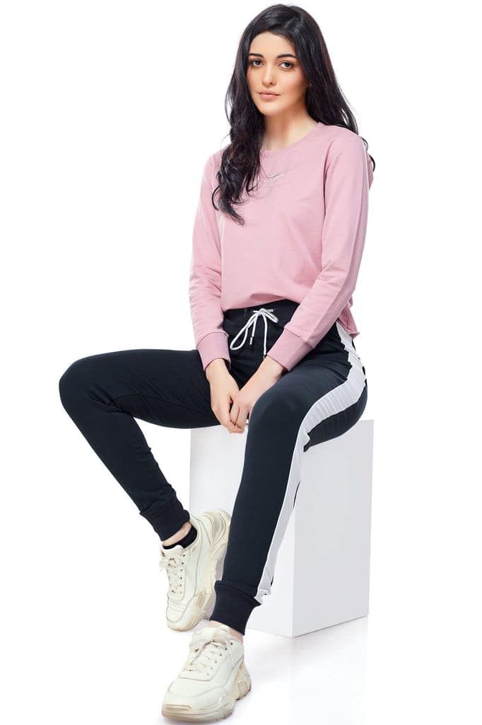 ZEYO Women's Joggers Side Striped Navy Blue Regular Fit Track Pant view 5