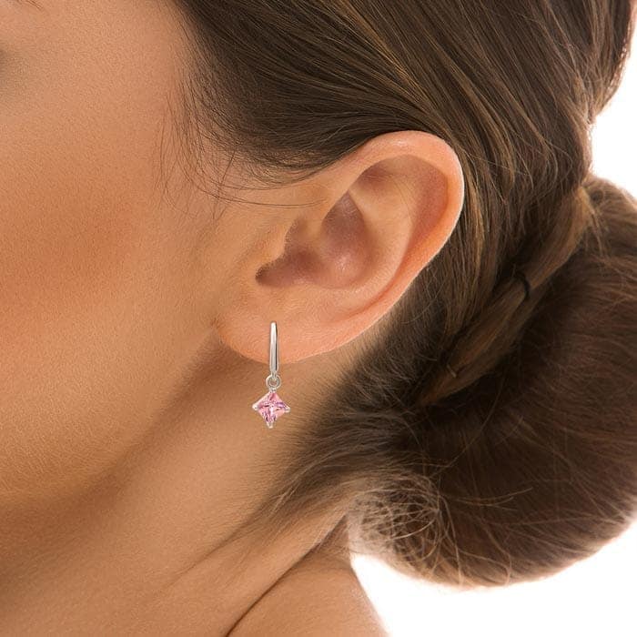 Silver Pink Luster Earrings view 2